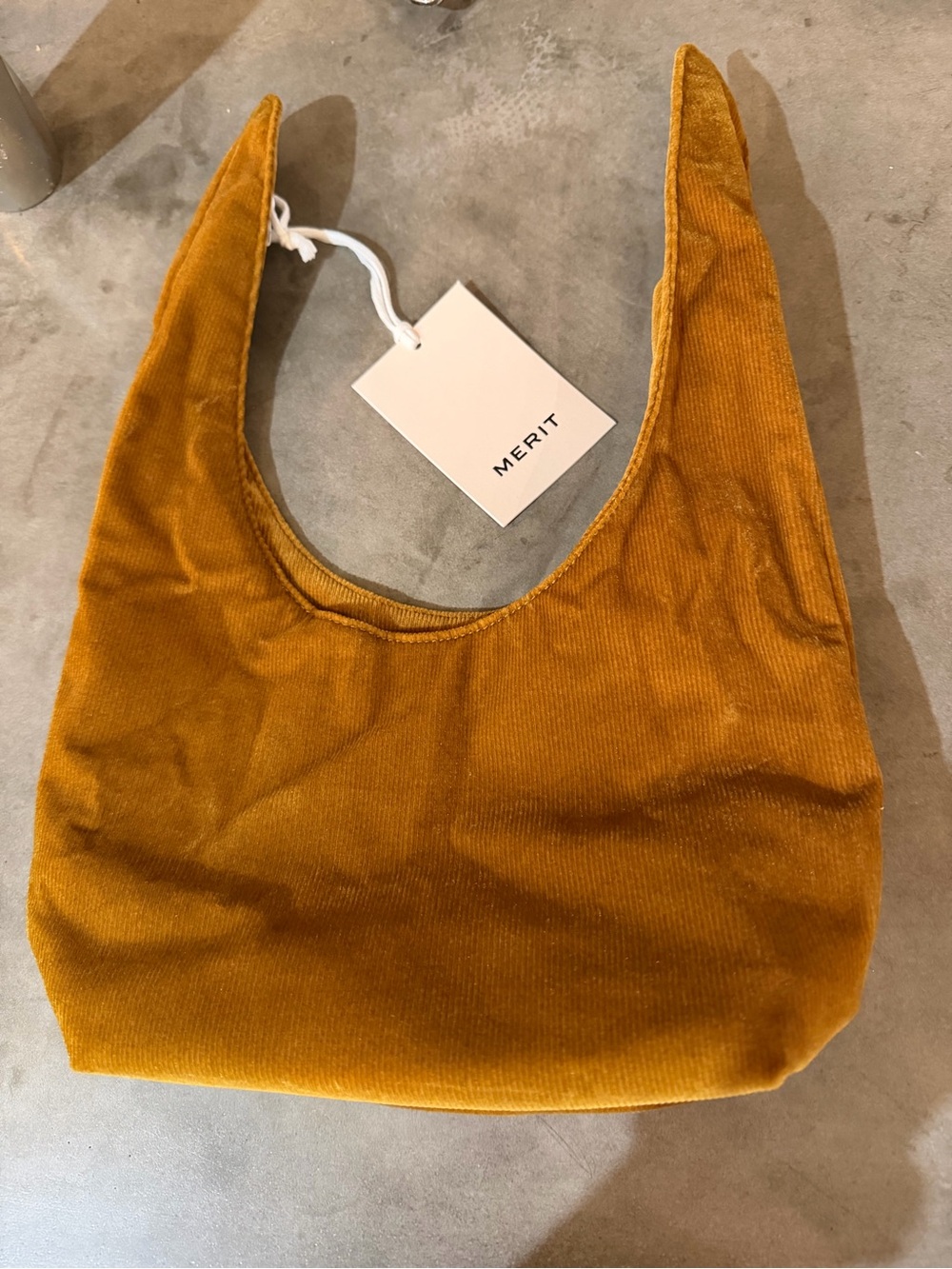 MERIT Signature Corduroy Knot Bag Caramel Tan Mini Clutch / Cosmetic Pouch - Picture 4 of 6